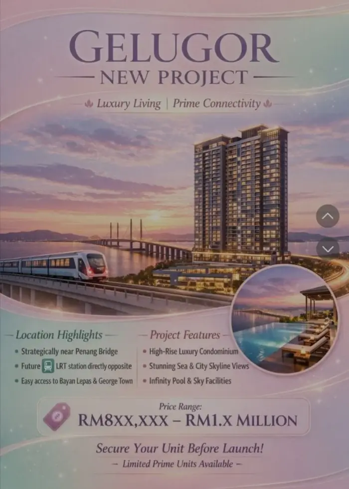 Gelugor project poster with pricing and unit details