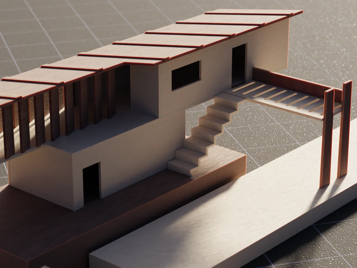 Architectural scale model of a modern house